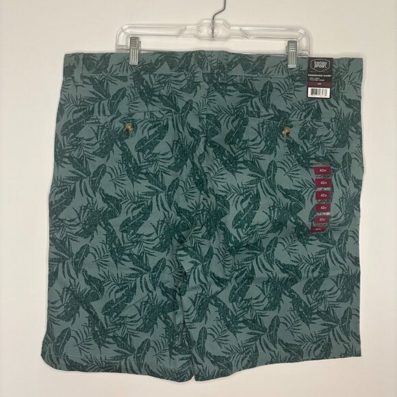 BERKLEY JENSON 42W NEW Weekend Short 10" Green Hawaiian Flat Front Stretch Short - Picture 2 of 7